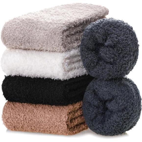 Womens Fuzzy Slipper Socks Super Soft Microfiber Fluffy Cozy Winter Warm Fuzzy - Picture 5 of 7